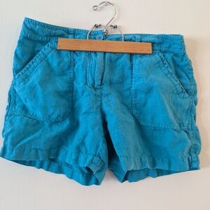 Tommy Bahama 100% linen teal shorts size 8